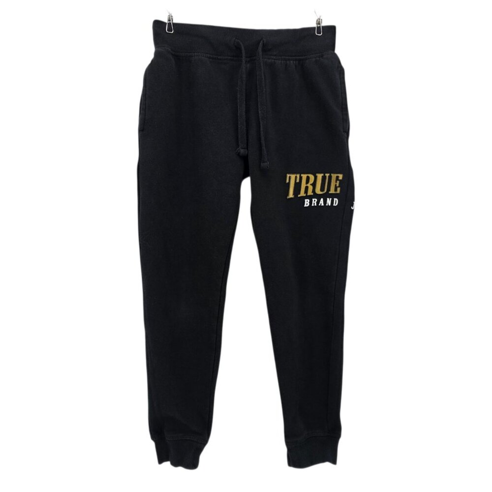 True Religion Boys Medium Joggers Sweatpants Black Spell Out Pockets - Picture 7 of 7